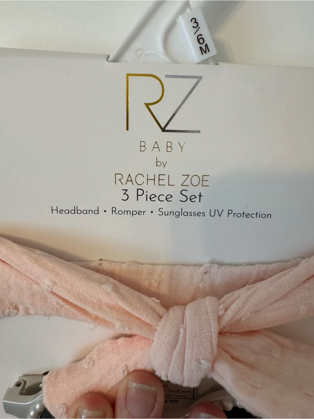 Rachel Zoe Pink Ruffle Baby Romper with Headband & Pearl-Trim Sunglasses